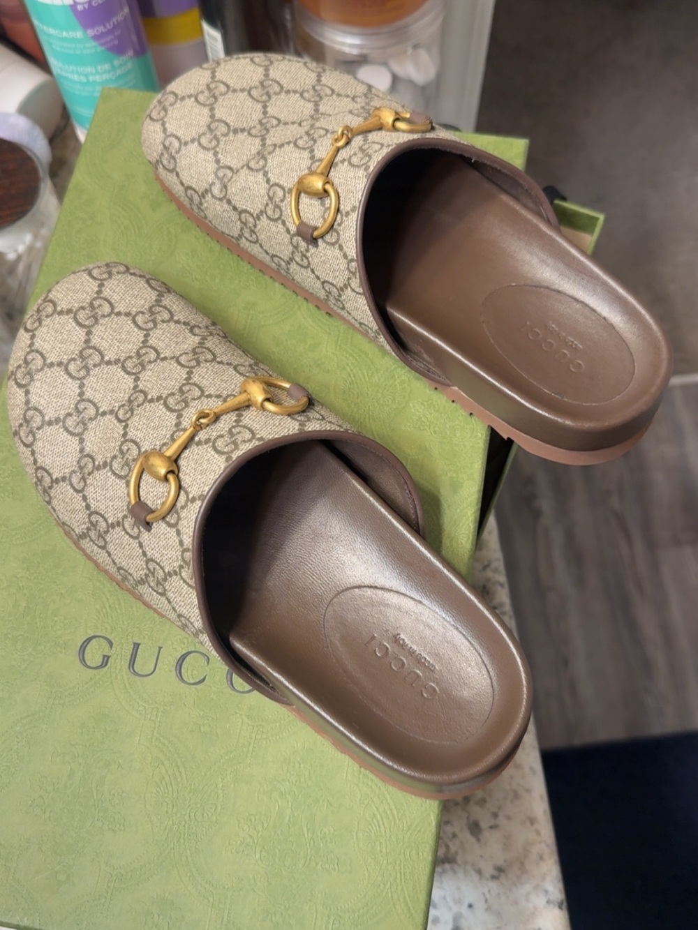 Gucci Beige GG Canvas Princetown Horsebit Mule